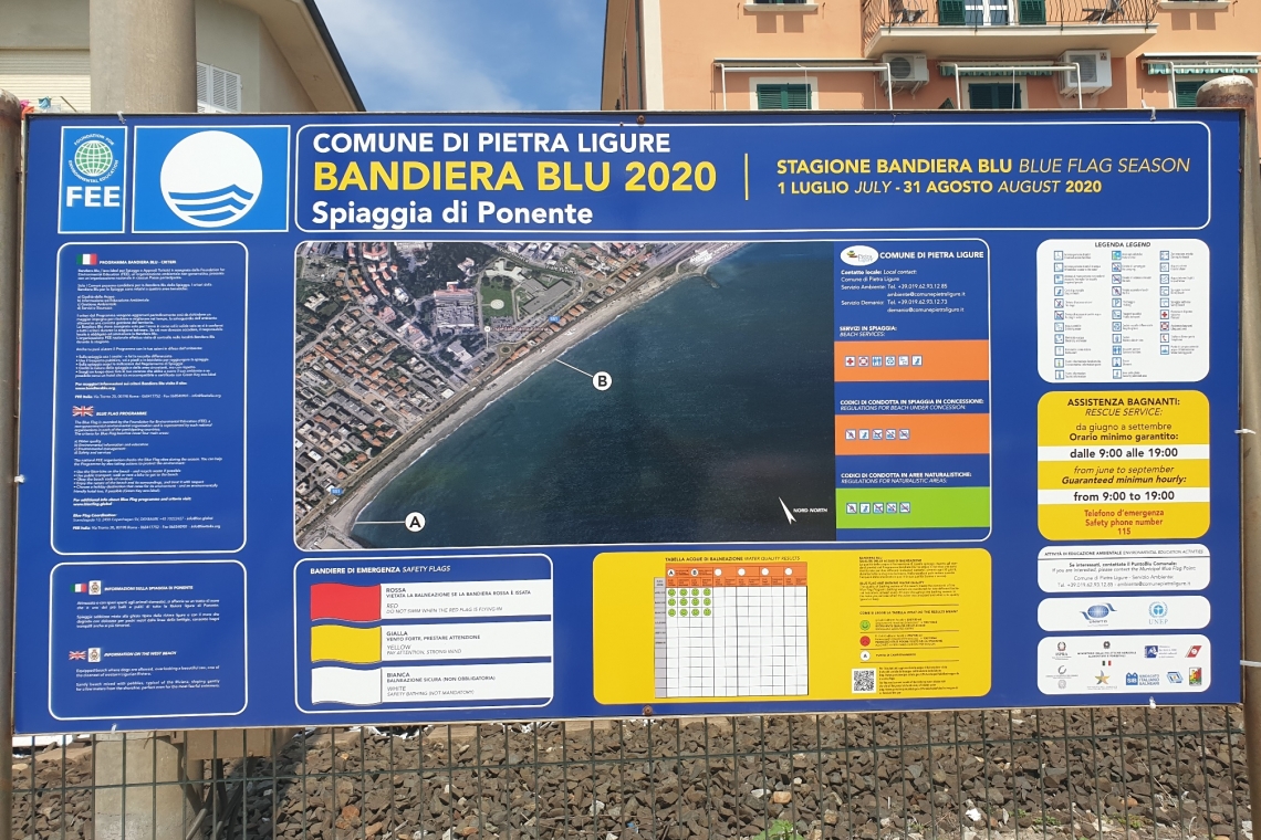 Consegnata ai bagni marini di Ponente la Bandiera Blu 2020